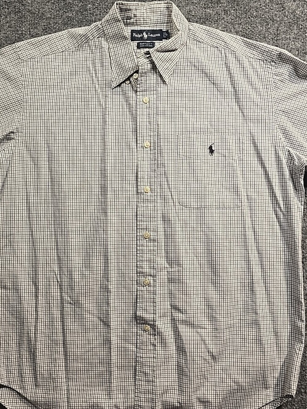 Ralph Lauren Button Down Shirt  Large Mens Blue Bartlett Plaid Short Sleeve